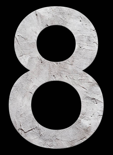 istock Number 8 with concrete texture, on black background 1421423874
