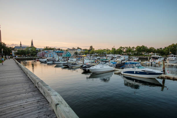 Charlottetown, Canada - August 25, 2022. Overlooking the marine in downtown Charlottetown, Prince Edward Island, on a summer evening.