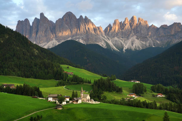 istock Valley in Dolomite Alps at sunset in Italy 1421430142
