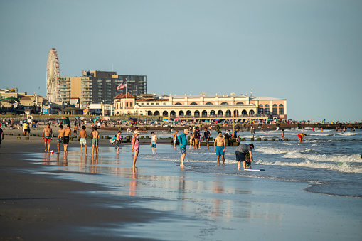 Ocean City, USA - September 3, 2022. People enjoy their beach activities at Ocean City, New Jersey, USA