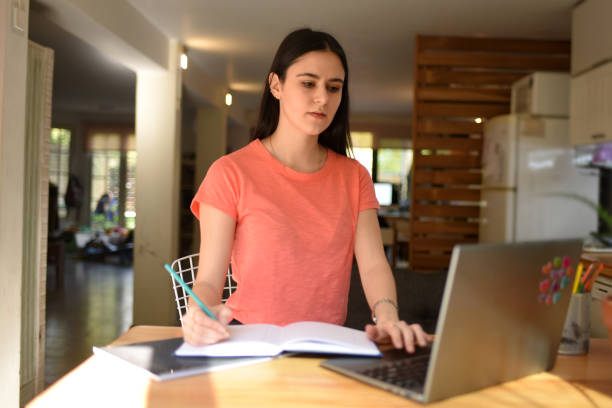istock woman studying at home 1421436433