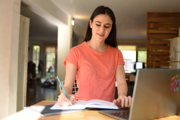 istock woman studying at home 1421436466