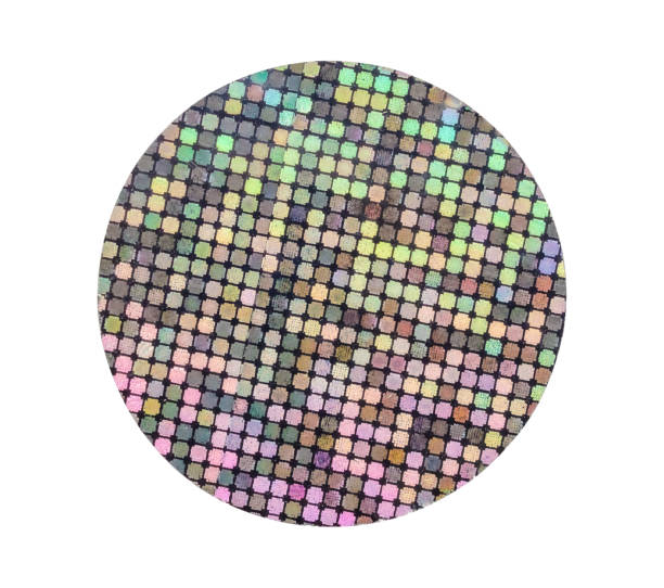 istock Blank round adhesive holographic foil sticker label isolated on white background 1421439806