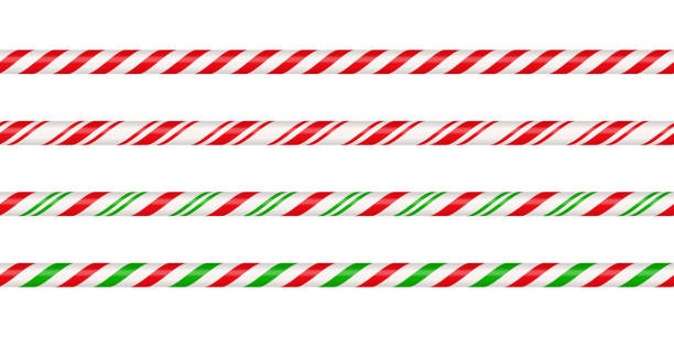 рождественская конфетная трость прямолинейная кайма с красно-зеленой полосатой. рождественская бесшовная линия с полосатым рисунком конф - candy cane christmas candy frame stock illustrations