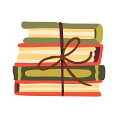 istock Autumn ilustration with stack of books 1421440687