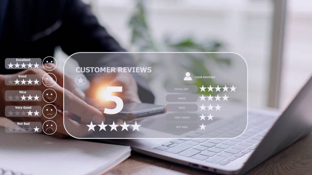 istock User gives rating to service experience on online application, Customer review satisfaction feedback survey concept, Customer can evaluate the quality of service leading to reputation ranking of the business. 1421442578