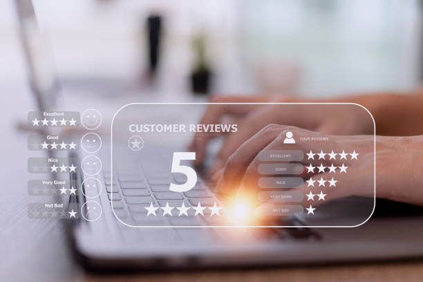 istock User gives rating to service experience on online application, Customer review satisfaction feedback survey concept, Customer can evaluate the quality of service leading to reputation ranking of the business. 1421442580