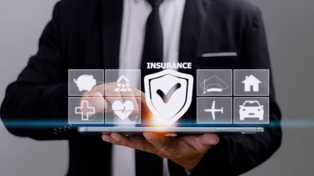 istock insurance concept on virtual blue screen with icons 1421442651