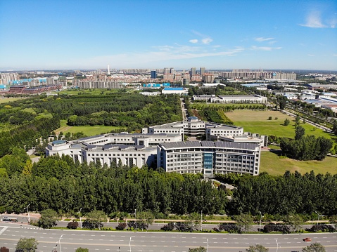 Langfang, Hebei, China- August 27, 2022: The Aerial View of  Langfang Enonomic Development Zone. Here is Science Park of ENN group. @created by dji camera
