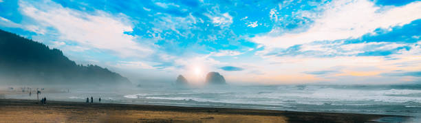 istock USA, Portland, Oregon, scenic Cannon Beach Haystack Rock formations on Pacific ocean 1421456179