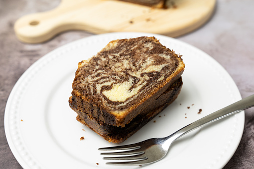 Homemade marble chocolate pound cake or loaf bread