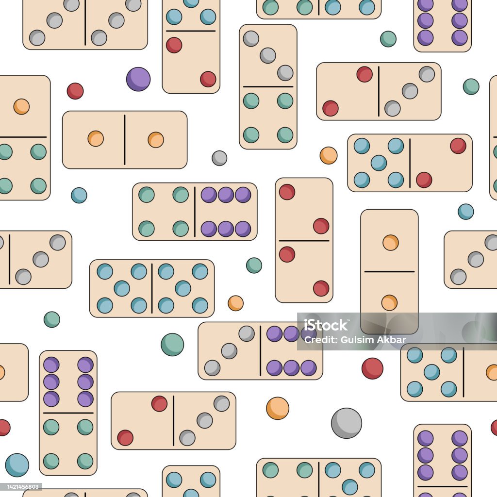 Domino's Pattern Vector Seamless Pattern With Dominos In Soft Colors Hand Drawn Simple ...