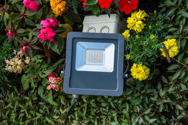 istock Single Outdoor  Waterproof RGB LED Floodlight,spotlight, in grass 1421456862
