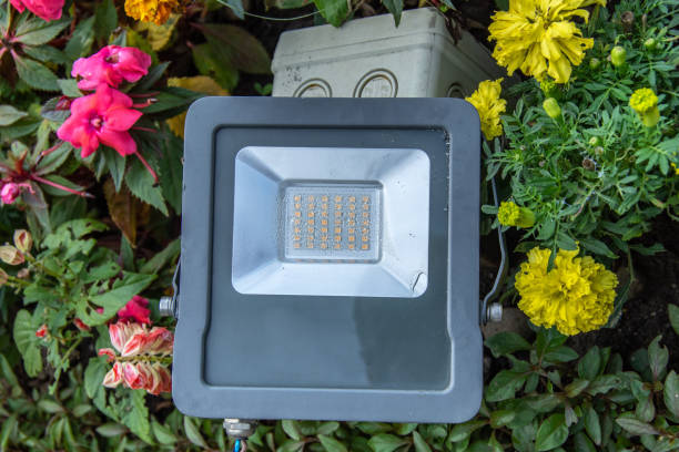 istock Single Outdoor  Waterproof RGB LED Floodlight,spotlight, in grass 1421456883