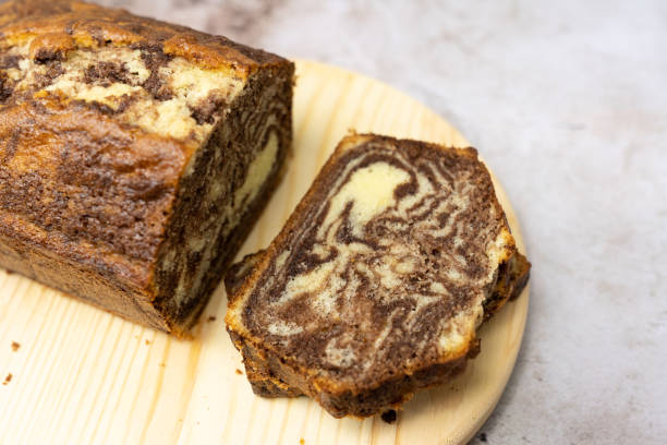 Marble chocolate pound cake or loaf bread stock photo