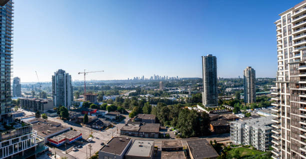 Aerial view of Burnaby in the Greater Vancouver area, British Columbia stock photo