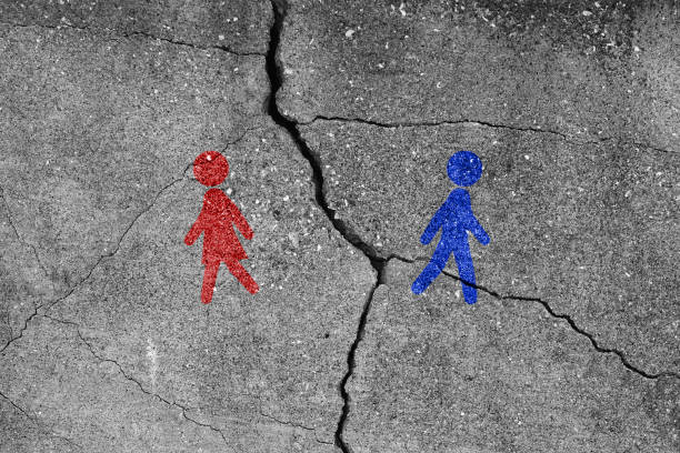 Pictograms that evoke the image of a breakup. The two fell out. disintegration stock pictures, royalty-free photos & images