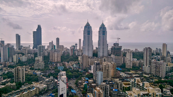 Mumbai, Maharashtra / India - September 11, 2018 : South Mumbai Tardeo Area Top Angle Aerial View