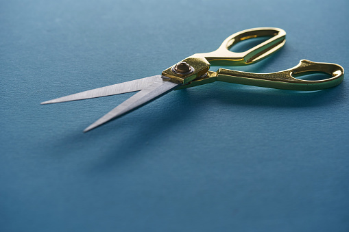 scissors with gold colored handle
