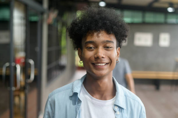 istock Portrait of Young smiling mixed race boy 1421493646