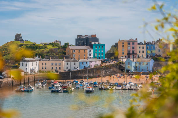 Port and marina in the beautiful little Tenby town stock photo