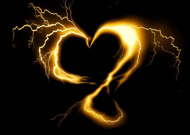istock 3D illustration of heart-shaped lightning 1421499063