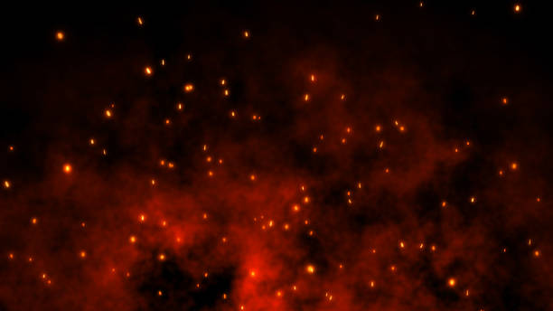 istock 3D Burning embers glowing. Fire Glowing Particles on Black Background 1421500506