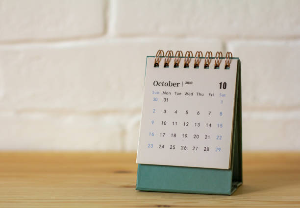 istock Desktop calendar for October 2022 on the desktop. 1421506745