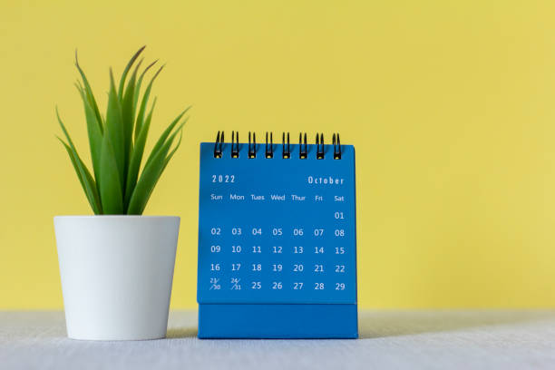 istock Desktop calendar for October 2022 on the desktop. 1421507292