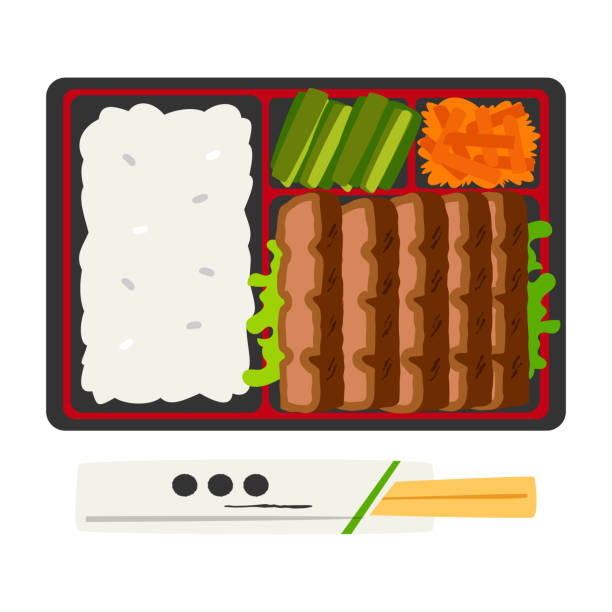 japoński bento. - bento box lunch healthy lifestyle stock illustrations