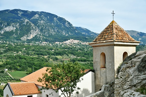 Panoramic view from the castle of Quaglietta, a medieval village in the province of Salerno.