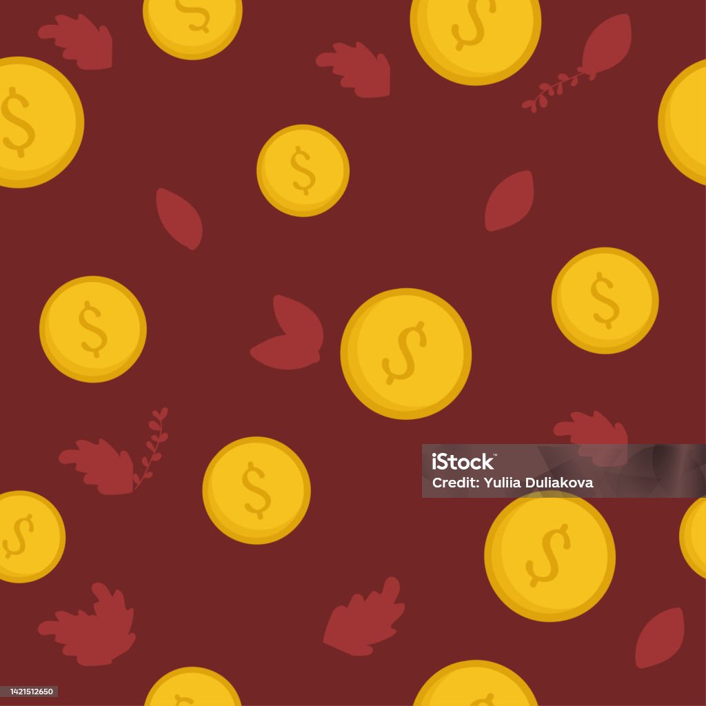 Simple Coin Pattern Coin Pattern Seamless Pattern On Green Background Stock Illustration ...