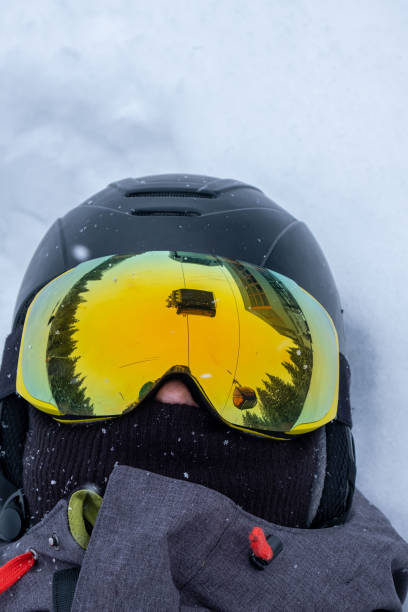 istock ski lift cabin reflection in snowboarder goggles mask 1421514810