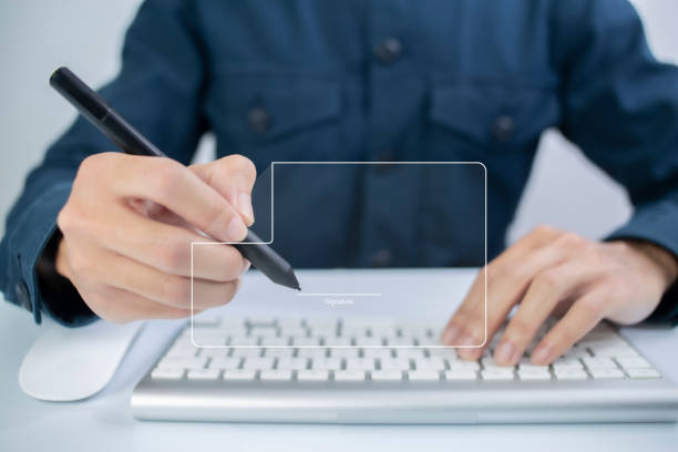 istock Businessman work from home handling documents E-signing, signing digital contracts electronic signing electronic signature through internet technology document data management smart contract agreement 1421516824