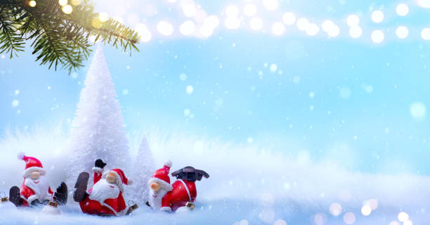 istock Art Christmas Holiday Background with Christmas Tree decoration on light blue background;  greeting banner backdrop picture 1421519199