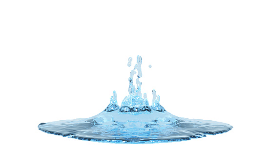 3D illustration of splashing water, and water splashing as it falls.