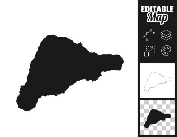 Easter Island maps for design. Easily editable Map of Easter Island for your own design. Three maps with editable stroke included in the bundle: - One black map on a white background. - One line map with only a thin black outline in a line art style (you can adjust the stroke weight as you want). - One map on a blank transparent background (for change background or texture). The layers are named to facilitate your customization. Vector Illustration (EPS file, well layered and grouped). Easy to edit, manipulate, resize or colorize. Vector and Jpeg file of different sizes. easter island map stock illustrations