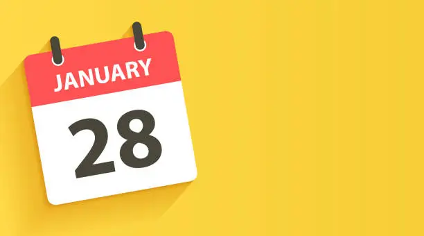 Vector illustration of January 28 - Daily Calendar Icon in flat design style