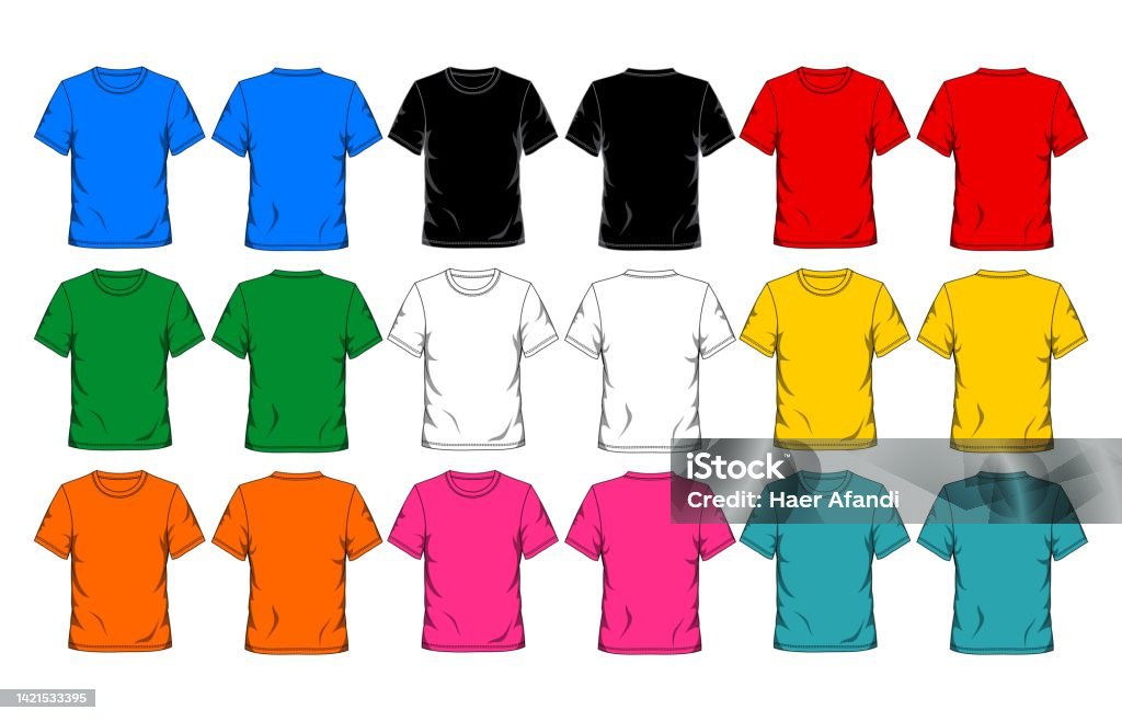 Color T Shirt Template Front And Back View Stock Illustration ...