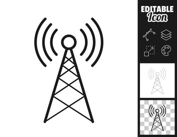 illustrazioni stock, clip art, cartoni animati e icone di tendenza di antenna. icona per il design. facilmente modificabile - torre