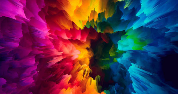 istock Abstract 3d background of color stains of paints 1421540161
