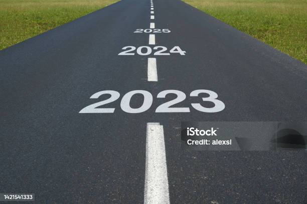 New Year 2023 Road Start Stock Photo - Download Image Now - 2025, Road, New Year