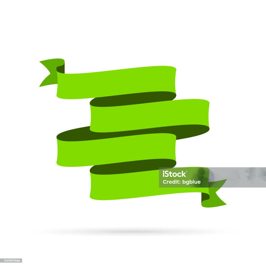 Green Ribbon Layout Green Ribbon Isolated On White Background Design Element Stock ...
