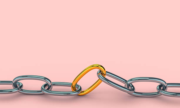 istock Strained chain from metal with blank background 1421541502