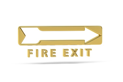 Golden 3d fire escape icon isolated on white background - 3d render