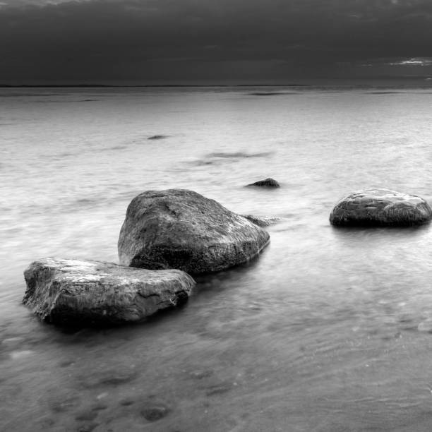 istock Stones on the beach. Black and white photography. 1421543117