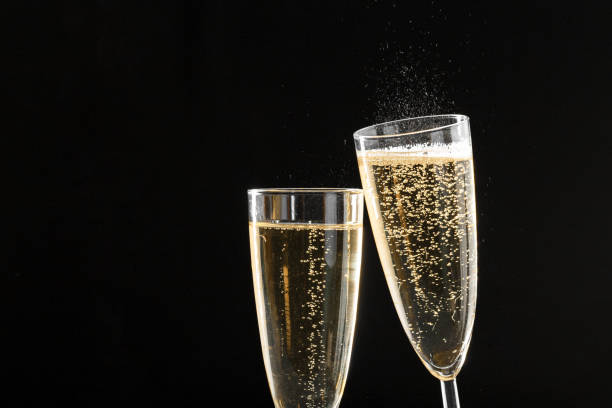two glasses of sparkling wine stock photo