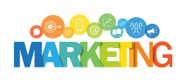 ilustraciones, imágenes clip art, dibujos animados e iconos de stock de banner de concepto de negocio colorido de marketing - marketing