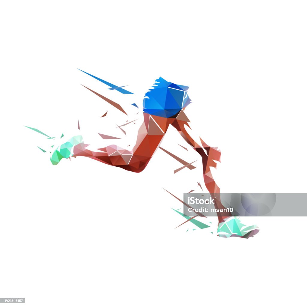 Running Low Polygonal Legs Female Runner Abstract Isolated Geometric ...