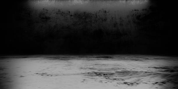 istock 3d rendering of empty black abstract concrete background. Halloween concept. Scene for advertising, technology, showroom, cosmetic, banner, game, sport, metaverse. Sci-Fi Illustration. Product display 1421545229